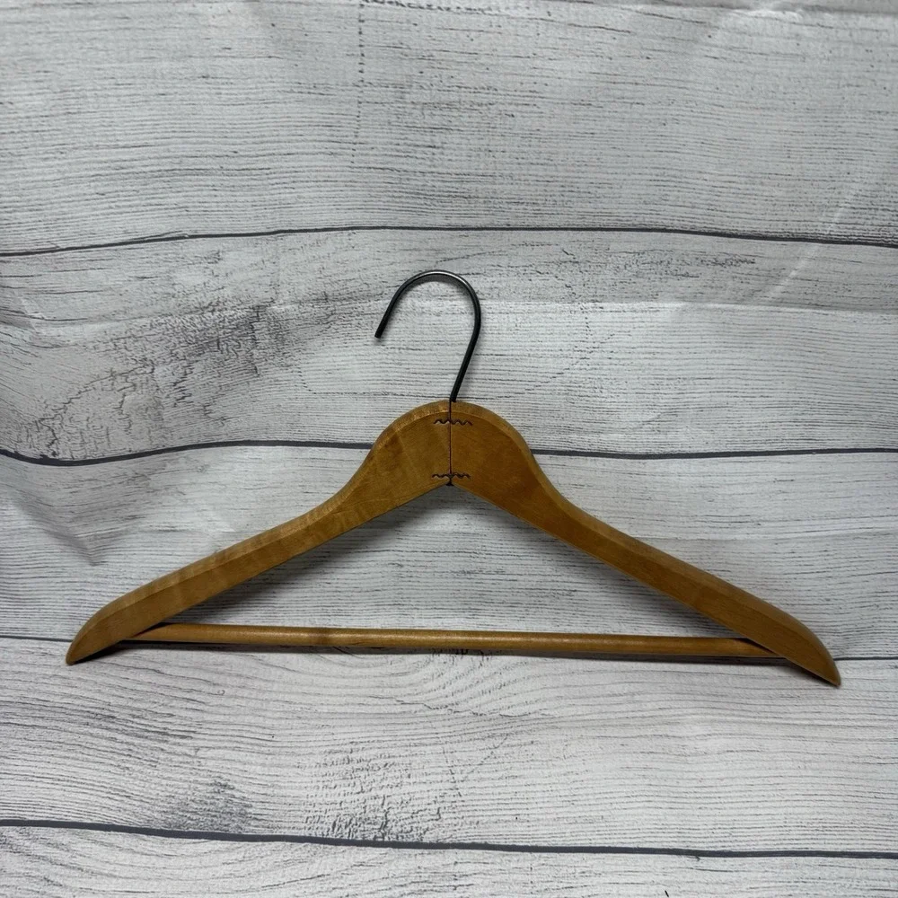 5 Vintage Wooden Hangers with Pant Bars Heavy Duty